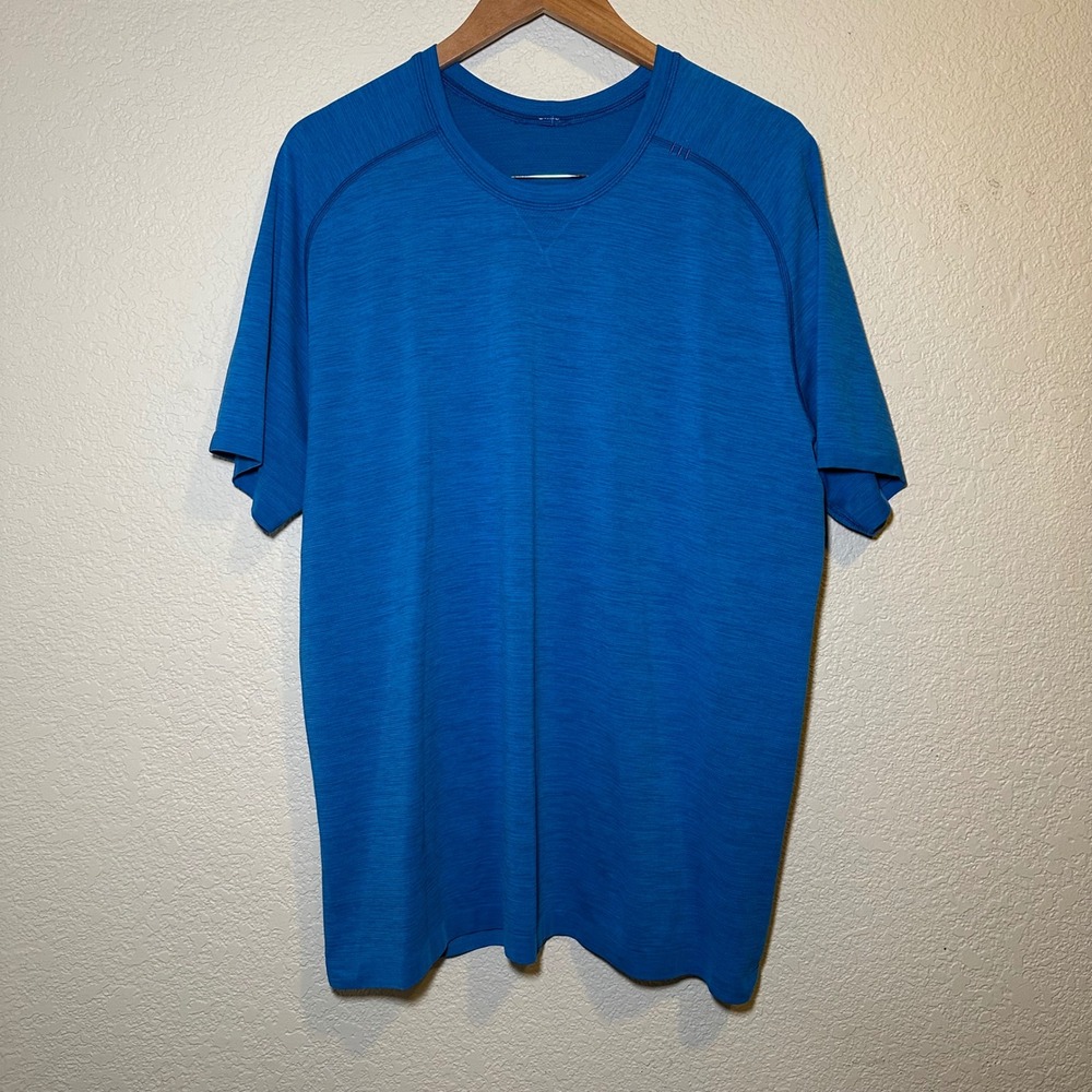 Lululemon Mens XXL Metal Vent Tech Short Sleeve Heather Blue Breathable Athletic